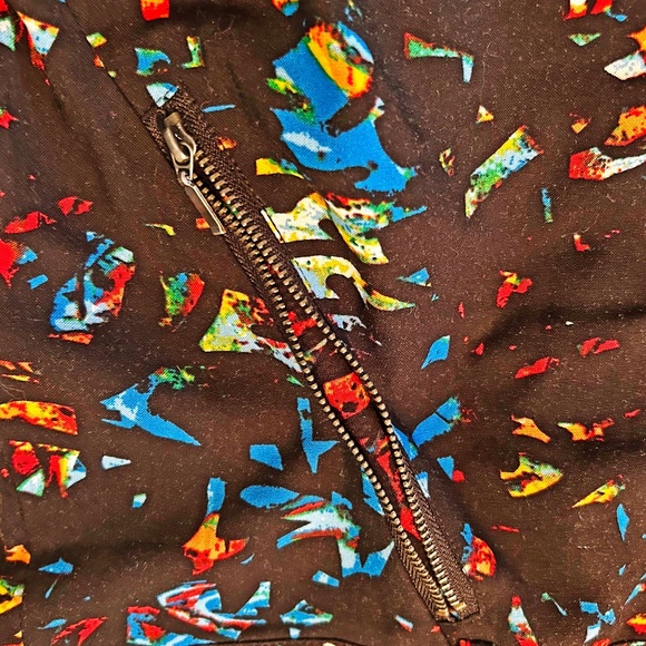 NEW PHOTOS! PANTS, BLACK MULTICOLOUR, SIZE 5, VISCOSE SOFT FABRIC, FRONT FLY, - Picture 7 of 16